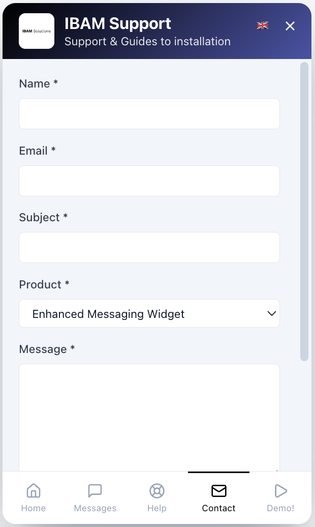 Widget Help tab