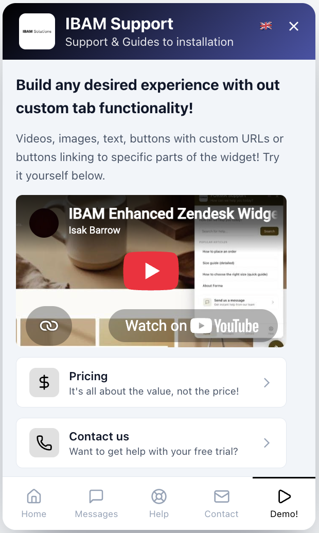 Widget Custom tab