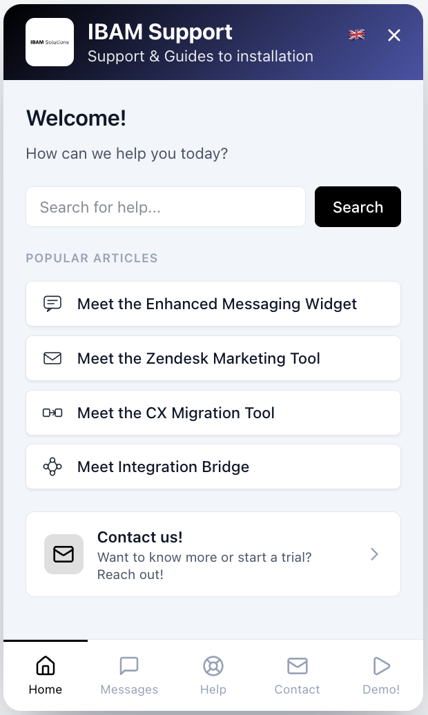 Widget Home tab