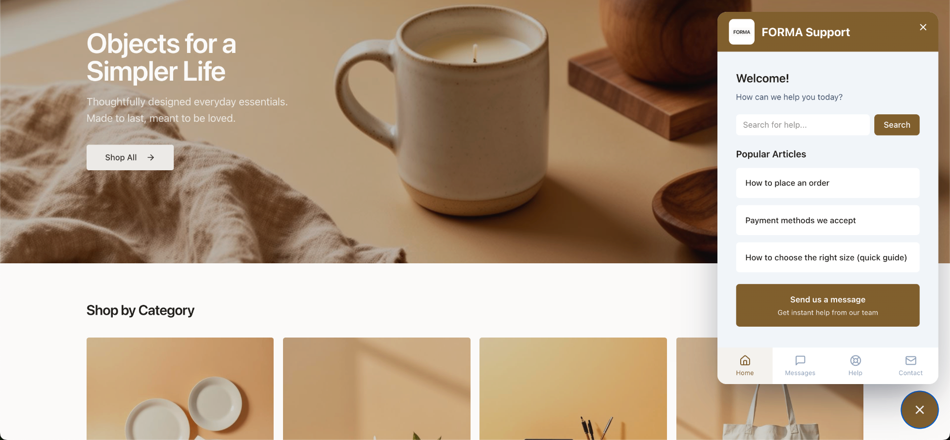 Enhanced Messaging Widget preview